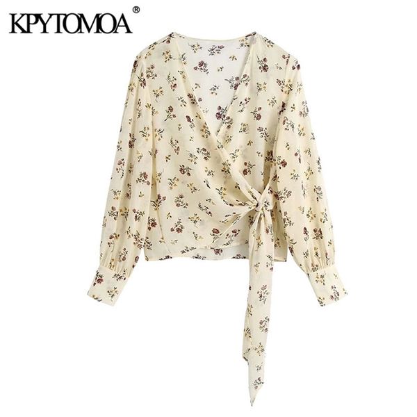 

women fashion with bow tied floral print blouses vintage v neck long sleeve female shirts blusas chic 210421, White