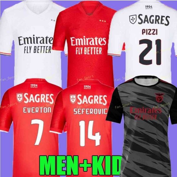 

21 22 benfica soccer jerseys Ã©verton third otamendi grimaldo 2021 2022 rafa jota pizzi rÃºben seferovic pedrinho men kids kits football unifo, Black;yellow