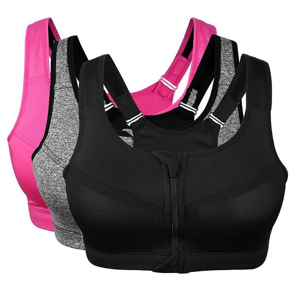 

yoga outfit front zipper plus size sports bras women, shockproof push up fitness bra, gym workout running bra xxl 3xl 4xl 5xl