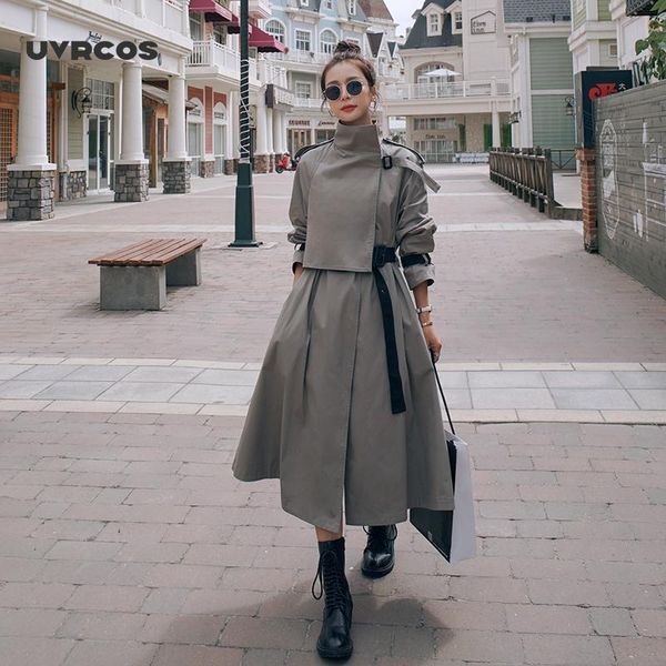 

women's trench coats female high-end atmosphere superior quality 2021 spring autumn loose casual over knee women coat, Tan;black