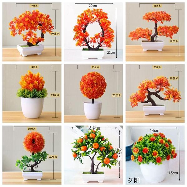

decorative flowers & wreaths orange artificial pine tree persian grass ball eucalyptus flower bonsai home bedroom living room decor fake fru