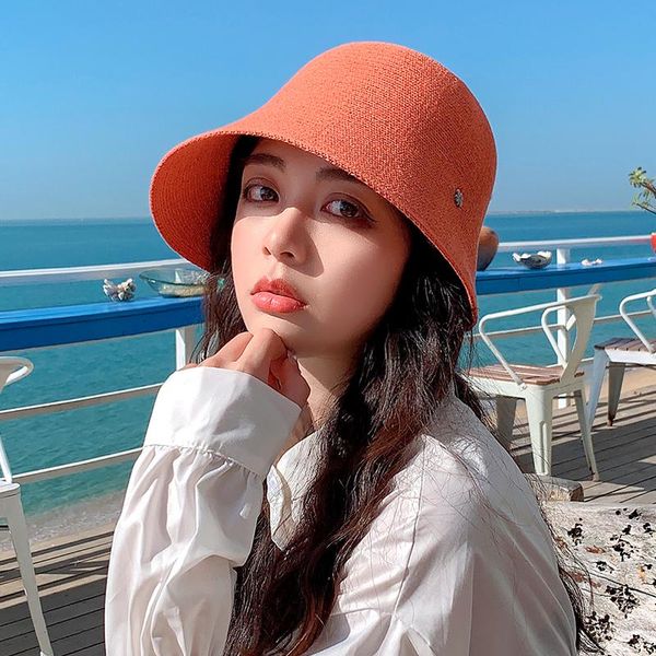 

wide brim hats korean version of the spring and autumn for women summer fisherman cap four-leaf clover wild outdoor sunscreen sun hat, Blue;gray