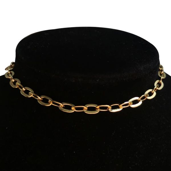 

chokers punk miami cuban link choker necklace collar statement hip hop gold color stainless steel neck chain necklaces women jewelry, Golden;silver
