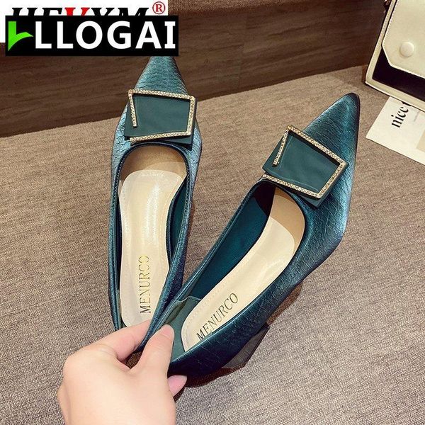 

pointed toe mules women outdoormetal buckle shoes for ladies square heel zapatos de mujer plataforma dress, Black