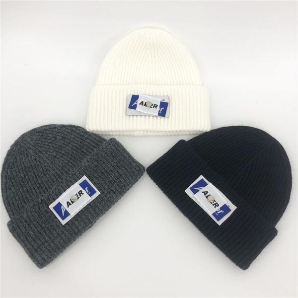 

beanies metal logo ader error wool hat men's and women's 1:1 casual black knitted cold