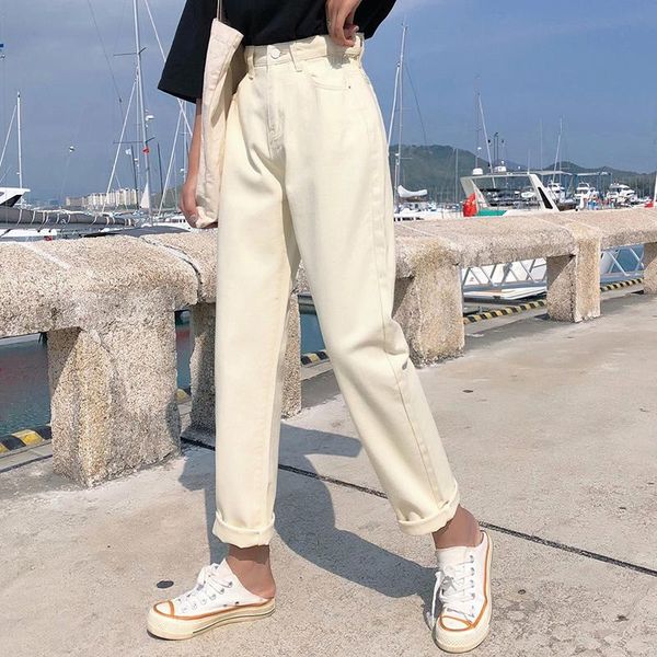 

women's jeans apricot harem pants high waist woman plus size pantalones de mujer cintura alta vintage blue jean femme casual