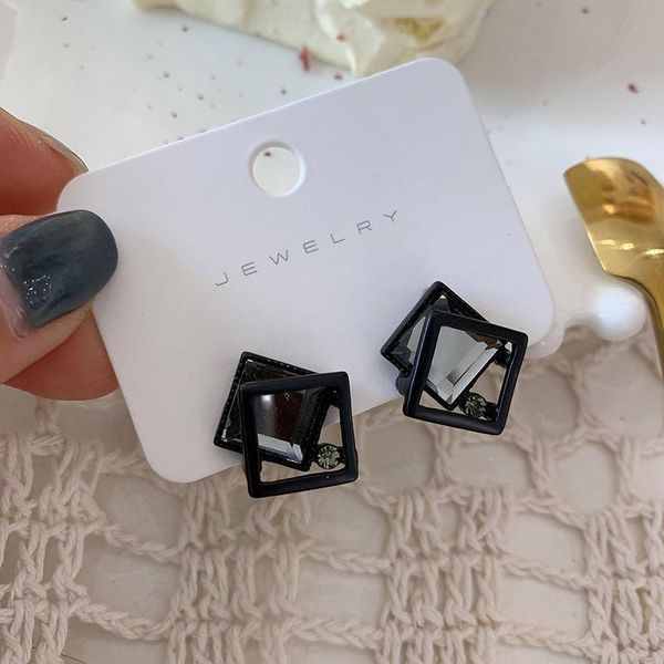

dangle & chandelier 2021 korean style luxury elegant shiny square crystal earrings for female party daily jewelry accessories, Silver