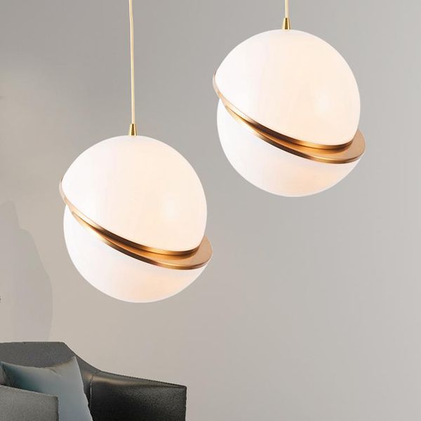 

nordic ball pendant lights plastic white and gold modern led hanging lamp for living room home loft industrial decor luminair lamps