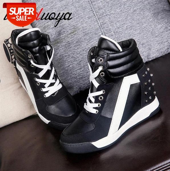 

women vulcanized shoes 2021 casual platform hidden increasing breathable leather high canvas #bj1h
