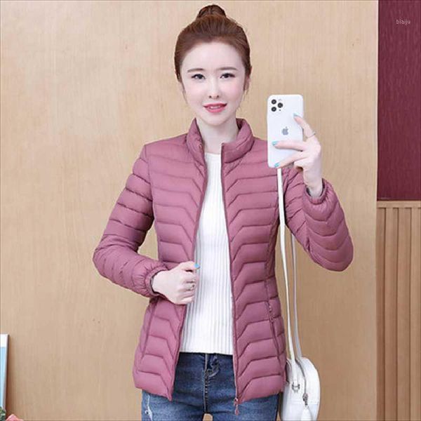 

women's down & parkas 2021 plus size cotton jacket womens fashion autumn winter short coat thin and light slim solid color overcoat 6xl, Black