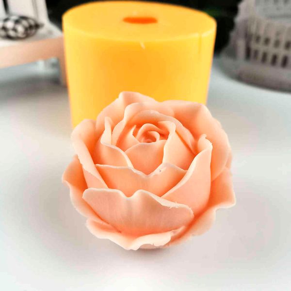 HC0291 Przy Rose Flor Mold Decoração Planta Soap Molds Flores Molds Silicone Florescendo Rose Vela Moldes Buquê Fazendo Clay 211110