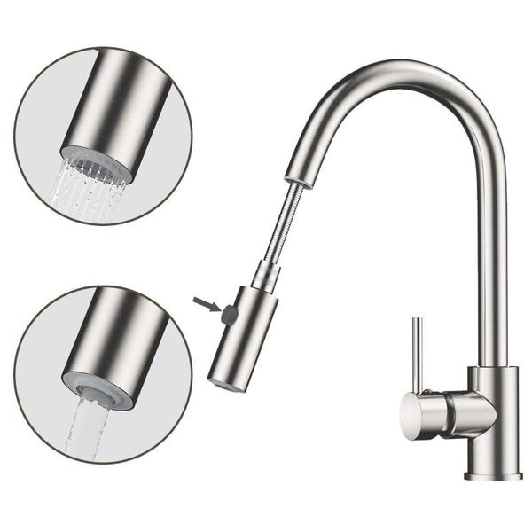 

kitchen faucets single-handle mixer sink tap with pull out spray faucet sprayer and cold water spout lead-free