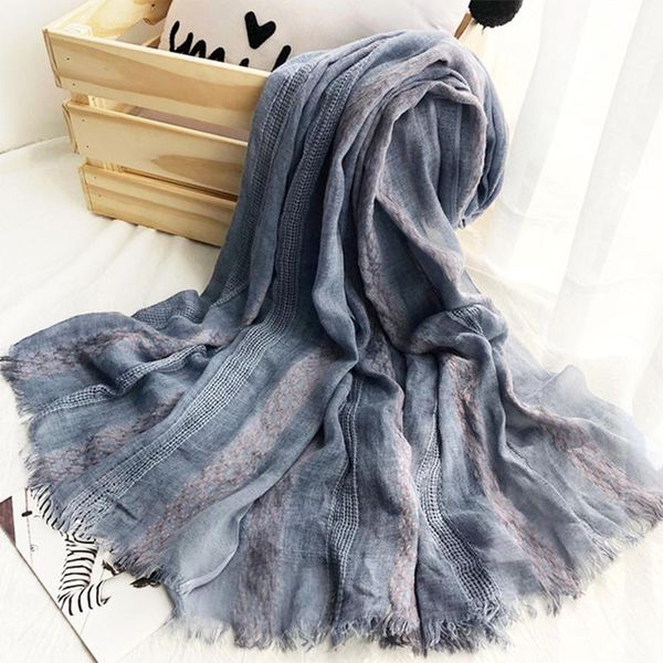 

scarves women printing cotton muslim soft embroidery hijab scarf long shawl islamic wrap stole female headscarf muffler, Blue;gray
