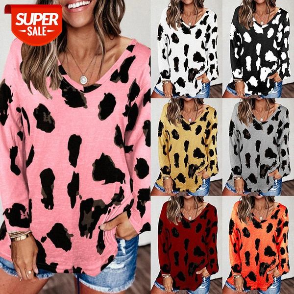 

[in stock]spot summer style european and american women's loose long-sleeved printed t-shirt #un6g, White
