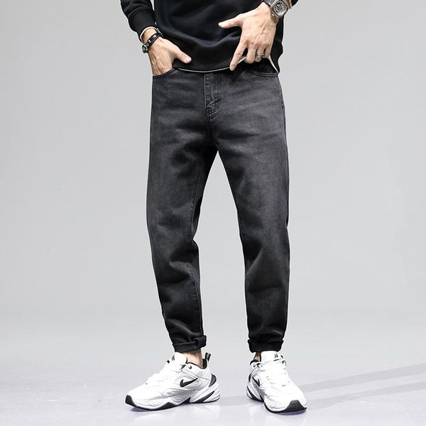 

men's jeans 2021 autumn white bottom shadowless wall trendy brand straight loose wild pants trend, Blue