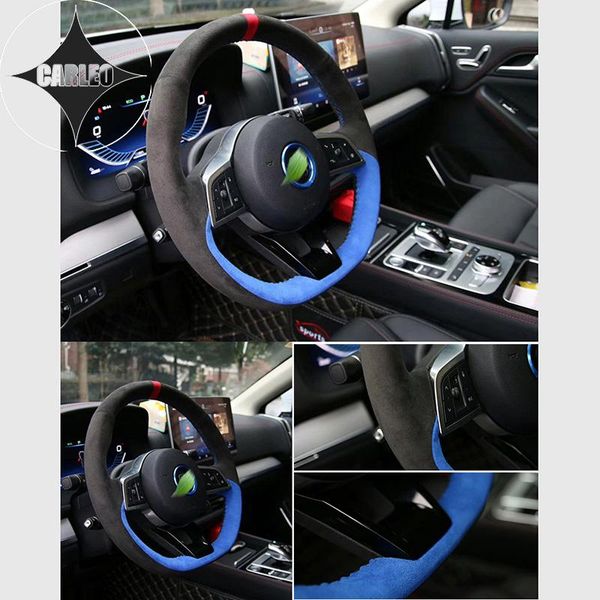 

steering wheel covers holder for byd f0 f3 f3r flyer f6 s8 f8 suede leather wrap custom hand sewing embroidery cover layer