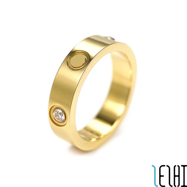 

classic charm eternal love wed couple rings titanium steel diamond 18k gold plating girlfriend wedding ring simple engagement jewelry with j, Silver