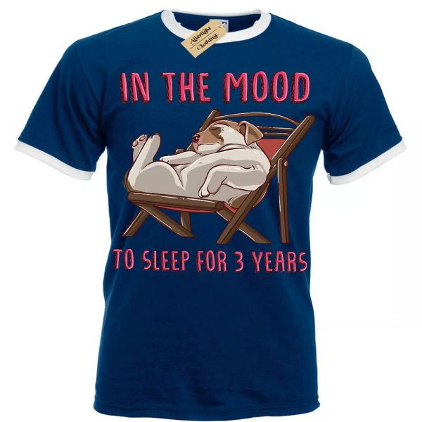 

the mood to sleep for 3 years T-Shirt dog Mens RInger, White;black