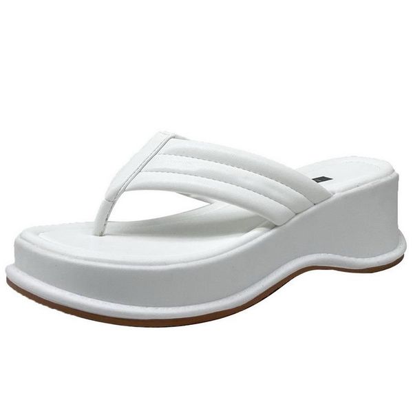 

slippers black white color thick bottom flip flops women sandals designer clip toe ladies platform sandal slides beach shoes2021