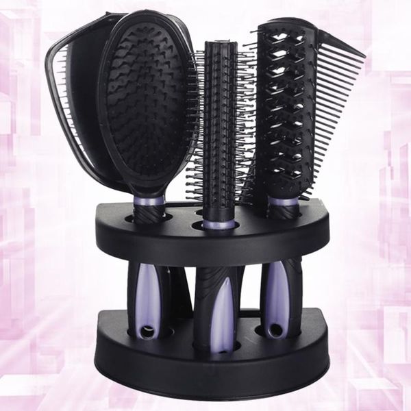 

compact mirrors 5pcs professional hair salon comb and mirror kits barber brushes anti-static hairbrush care styling (purple
