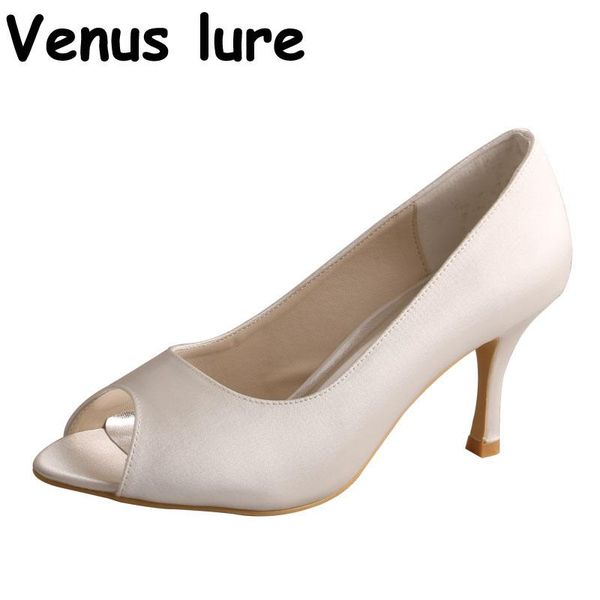 

dress shoes 23 colors ivory white stiletto heels peep toe women bridal size 9, Black
