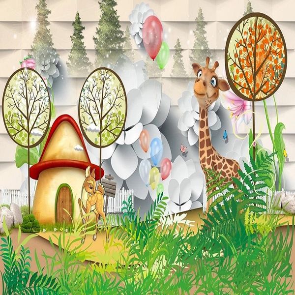 

wallpapers custom large mural 3d wallpaper nordic modern cartoon giraffe mushroom baby bedroom tv back wall decor deep 5d embossed
