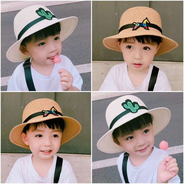 

summer beach boys straw baby children travel sun hat tide, Yellow