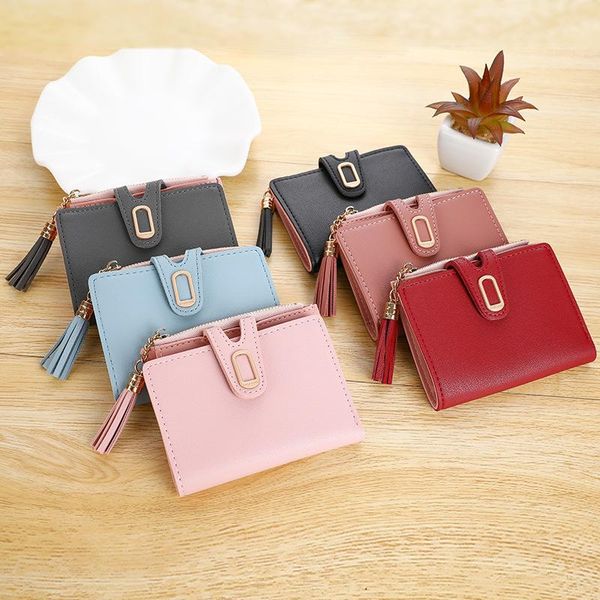 

wallets jiulin mini tassel wallet women fashion purse female short korean students lovely small, Red;black
