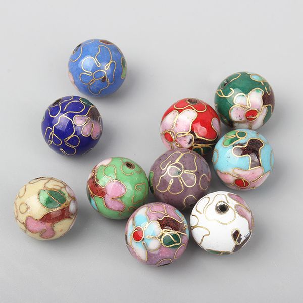 Grandes contas de esmalte de cloisonne polido de 18 mm de 18 mm de ponta de joalheria diy de joalheria com miçangas de miçangas, acessórios de cobre de jóias de pulseira