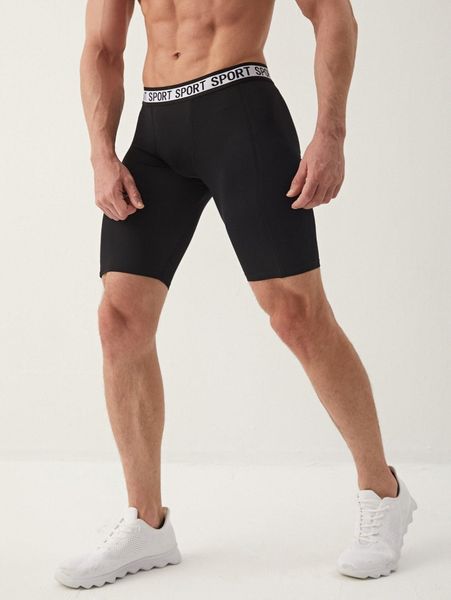 

men letter waist biker shorts 36nw#, Black