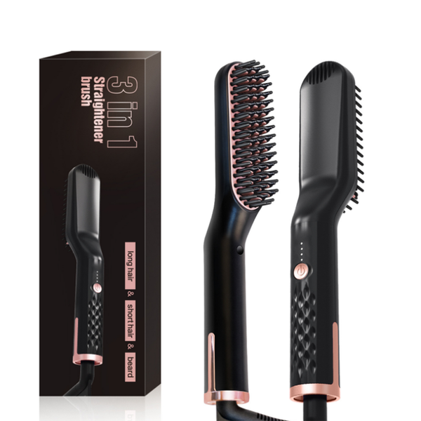 

heater 3 in 1 straight hair brush wet and dry men's styling beard comb electric brushes