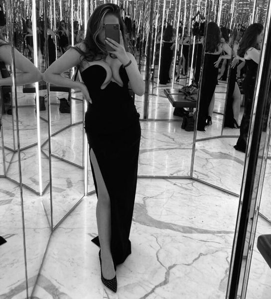 

women runway strapless split black bandage dress elegant long prom celebrity bodycon party maxi vestido casual dresses, Black;gray