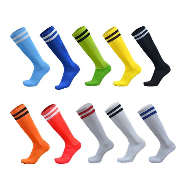 Fußballsocken mit Handtuchsohle, für Kinder und Erwachsene, über Knie, langer Schlauch, feuchtigkeitsabsorbierend, rutschfest, gestreift, Sport-Kinder-Fußballsocke