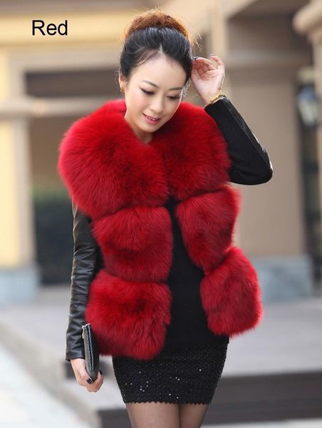 

women's fur & faux spring natural real genuine vest women luxury winter jacket custom plus size, Black