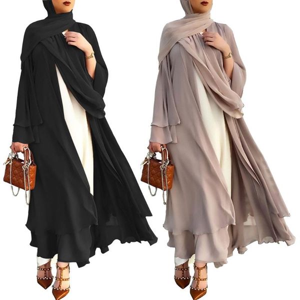 

ethnic clothing muslim long sleeve flowy maxi cardigan islamic open front kimono abaya robe turkey kaftan solid color belted loose dress, Red