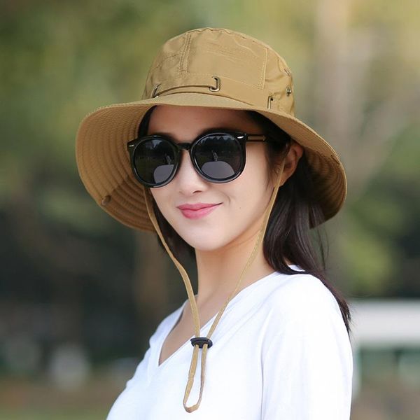 

wide brim hats waterproof bucket hat summer men women outdoor uv protection panama safari hunting hiking fishing sun, Blue;gray