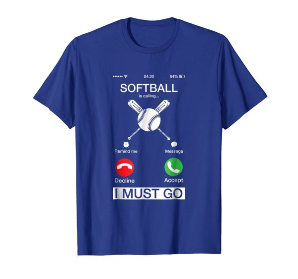 

softball is calling and i must go funny phone screen t-shirt, White;black