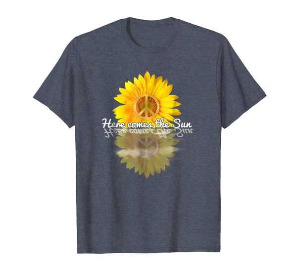 

here comes the sun hippie t-shirt gift for men and women, White;black