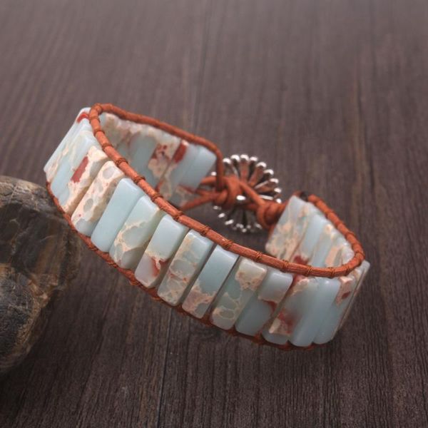 

tennis bohemia ethnic bracelet for women natural stone leather wrap beads men jewelry drop handmade, Golden;silver
