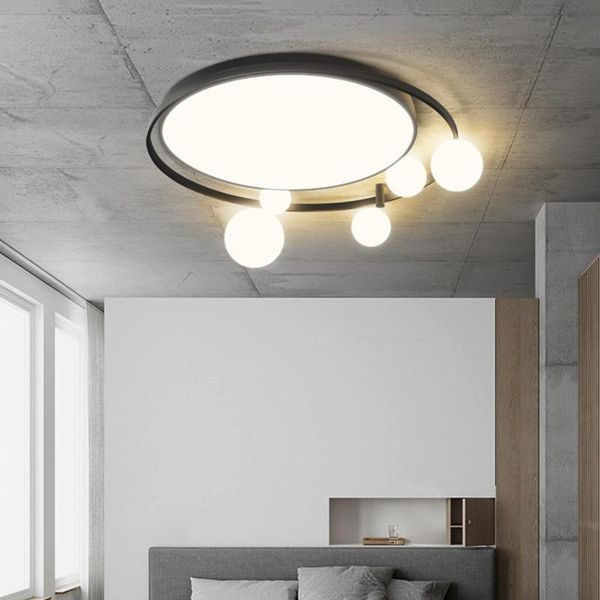 

modern simple led ceiling lamp dining room living light glass ball black round bedroom kitchen lighting lights