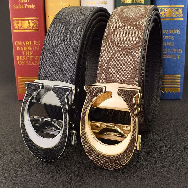 

luxury brand belt golf men's leather automatic buckle c letter belt fashion net red high-grade atmospheric leisure, Black;brown