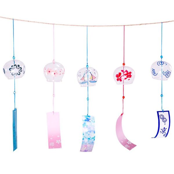

glass japanese-style small cherry blossom wind chimes and gift pendants cute fresh pieces of bedroom decorative objects & figurines