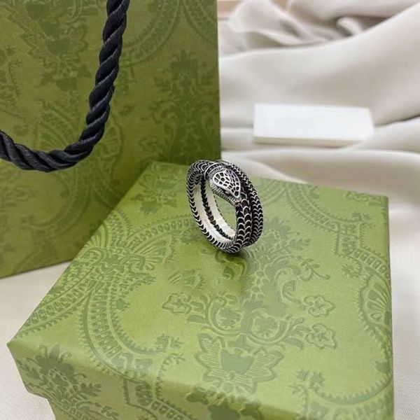 

designer jewelry spirit snake double gw925 sterling silver old scale fashion trend male and female lovers personality ring
