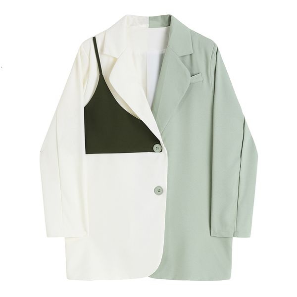 

women's suits & blazers vintage retalhos irregular blazer feminino outono inverno moda manga longa contraste cor casacos Ã ternos outwe, White;black