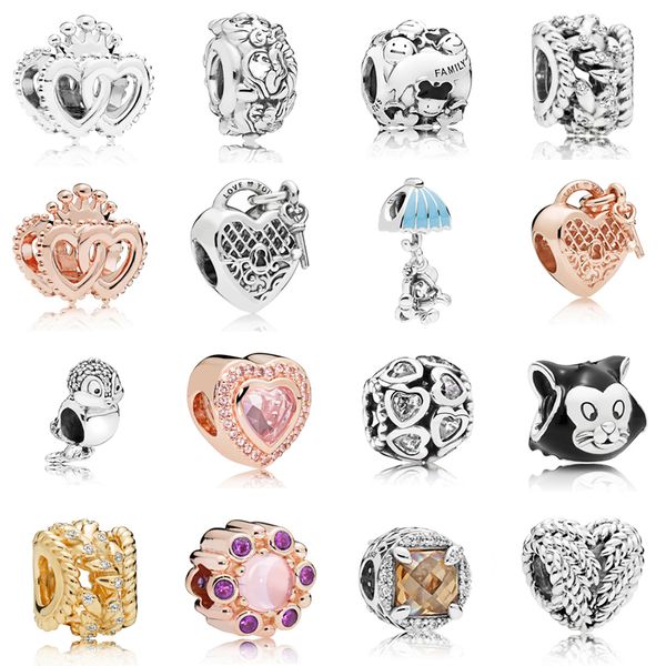 

new 2021 100% 925 sterling silver love bird charm fit diy original bracelet fshion jewelry gift, Black