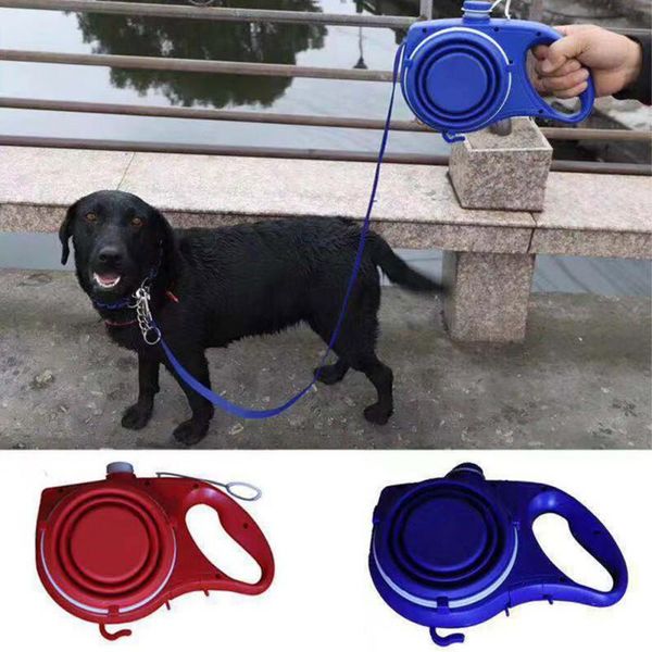 

multifunctional pet outgoing supplies retractable leash, foldable water bottle, snack holder, litter bag container dog collars & leashes