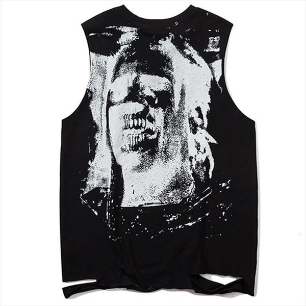 

tank men streetwear horror portrait inkjet print sleeveless tees o neck vest hip hop punk rock gothic hipster summer, White;black
