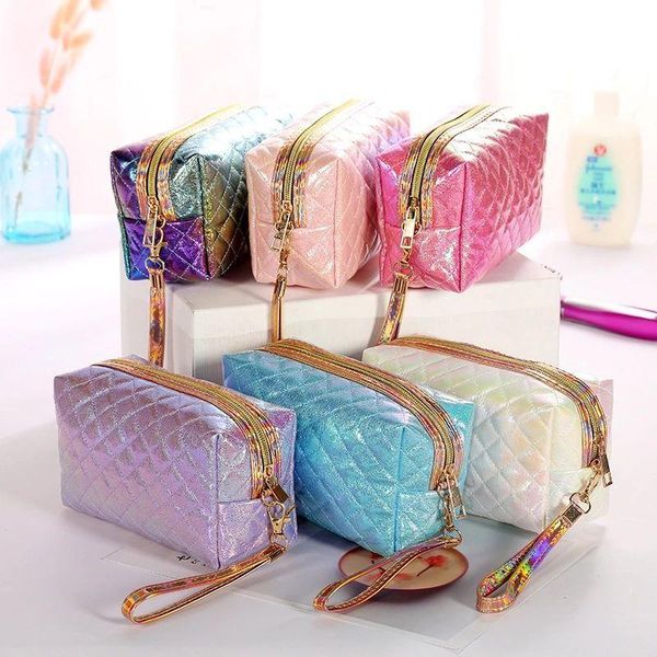 

cosmetic bags & cases 7.5 inch rainbow quilted bag,makeup pouch,organizer toiletry bag,travel wash bag,portable handbag