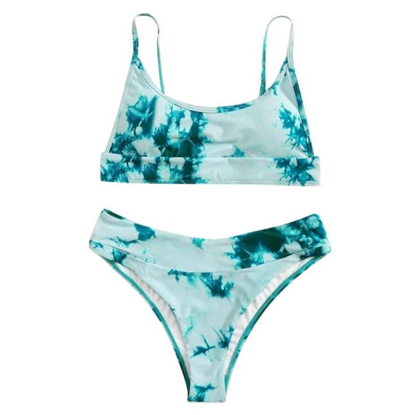 

women tie-dye pattern with panty bikini set swimmear maillot biquini 2021 woman mujer ropa one-pieces, Black