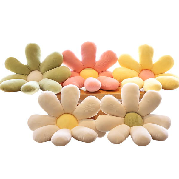 

3 sizes daisy plush plant pillow lifelike sunflower seat cushion down cotton filled yellow pink beige chair flower pillow